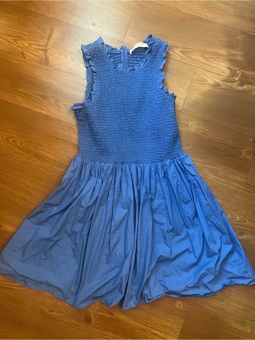 Amanda Uprichard Blue Smocked Ruffle Sundress